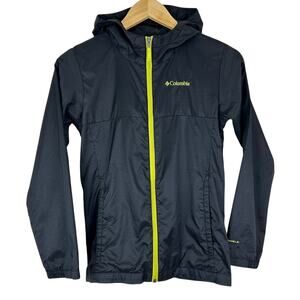 Columbia Kid’s Black‎ Hooded Windbreaker Jacket with Yellow Accents